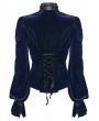 Punk Rave Black and Blue Retro Gothic Velvet Shirt for Women