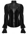 Punk Rave Black Retro Gothic Velvet Shirt for Women