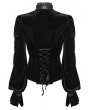 Punk Rave Black Retro Gothic Velvet Shirt for Women