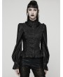 Punk Rave Black Retro Gothic Puff Sleeve Ruffled Shirt for Women
