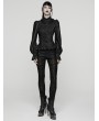 Punk Rave Black Retro Gothic Puff Sleeve Ruffled Shirt for Women