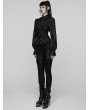Punk Rave Black Retro Gothic Puff Sleeve Ruffled Shirt for Women
