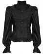 Punk Rave Black Retro Gothic Puff Sleeve Ruffled Shirt for Women
