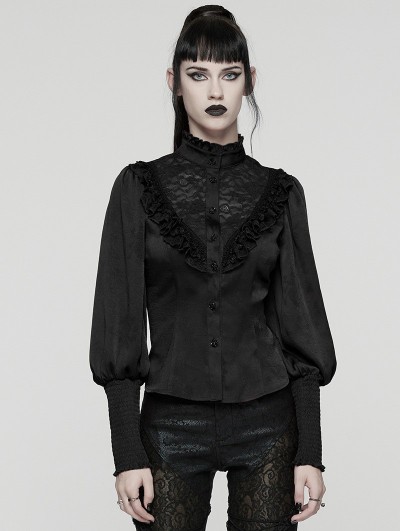 Punk Rave Black Retro Gothic Rose Night Shirt for Women