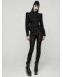 Punk Rave Black Retro Gothic Embroidered Short Woolen Coat for Women