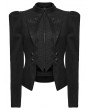 Punk Rave Black Retro Gothic Embroidered Short Woolen Coat for Women