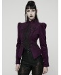 Punk Rave Violet Retro Gothic Embroidered Short Woolen Coat for Women