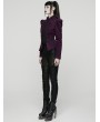 Punk Rave Violet Retro Gothic Embroidered Short Woolen Coat for Women