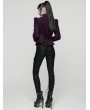 Punk Rave Violet Retro Gothic Embroidered Short Woolen Coat for Women