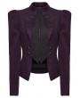 Punk Rave Violet Retro Gothic Embroidered Short Woolen Coat for Women