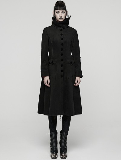 Punk Rave Black Retro Night Bat Gothic Wool Long Coat for Women