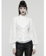 Punk Rave White Retro Gothic Lace Embroidered Chiffon Shirt for Women