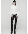 Punk Rave White Retro Gothic Lace Embroidered Chiffon Shirt for Women