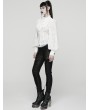 Punk Rave White Retro Gothic Lace Embroidered Chiffon Shirt for Women