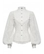 Punk Rave White Retro Gothic Lace Embroidered Chiffon Shirt for Women