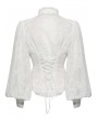Punk Rave White Retro Gothic Lace Embroidered Chiffon Shirt for Women