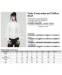Punk Rave White Retro Gothic Lace Embroidered Chiffon Shirt for Women