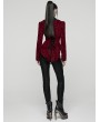 Punk Rave Red and Black Gothic Vintage Print Velvet Coat for Women