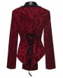 Punk Rave Red and Black Gothic Vintage Print Velvet Coat for Women