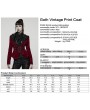 Punk Rave Red and Black Gothic Vintage Print Velvet Coat for Women