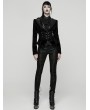 Punk Rave Black Gothic Vintage Print Velvet Coat for Women