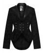 Punk Rave Black Gothic Vintage Print Velvet Coat for Women