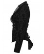 Punk Rave Black Gothic Vintage Print Velvet Coat for Women