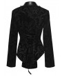 Punk Rave Black Gothic Vintage Print Velvet Coat for Women