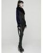 Punk Rave Black Gothic Plush Lapel Swallowtail Vest for Women