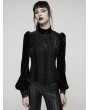 Punk Rave Black Daily Gothic Striped Velvet Shirt for Women