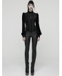 Punk Rave Black Daily Gothic Striped Velvet Shirt for Women