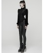 Punk Rave Black Daily Gothic Striped Velvet Shirt for Women
