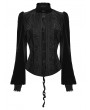 Punk Rave Black Daily Gothic Striped Velvet Shirt for Women
