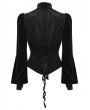 Punk Rave Black Daily Gothic Striped Velvet Shirt for Women