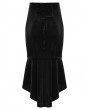 Punk Rave Black Gothic Retro Rose Lace Velvet Fishtail Skirt