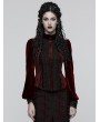 Punk Rave Red Daily Gothic Striped Velvet Shirt for Women