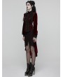 Punk Rave Red Daily Gothic Striped Velvet Shirt for Women