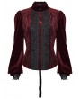 Punk Rave Red Daily Gothic Striped Velvet Shirt for Women