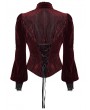 Punk Rave Red Daily Gothic Striped Velvet Shirt for Women