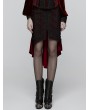 Punk Rave Black and Red Gothic Retro Rose Lace Velvet Fishtail Skirt