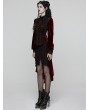 Punk Rave Black and Red Gothic Retro Rose Lace Velvet Fishtail Skirt
