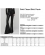 Punk Rave Black Gothic Lace Trim Flared Skirt Pants for Women