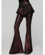 Punk Rave Red and Black Gothic Lace Trim Flared Skirt Pants for Women