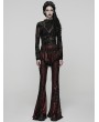 Punk Rave Red and Black Gothic Lace Trim Flared Skirt Pants for Women