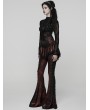 Punk Rave Red and Black Gothic Lace Trim Flared Skirt Pants for Women