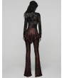 Punk Rave Red and Black Gothic Lace Trim Flared Skirt Pants for Women