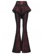 Punk Rave Red and Black Gothic Lace Trim Flared Skirt Pants for Women