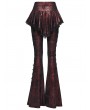 Punk Rave Red and Black Gothic Lace Trim Flared Skirt Pants for Women