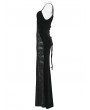 Punk Rave Black Gothic Dark Heart Ruched Velvet Long Slip Dress