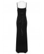 Punk Rave Black Gothic Dark Heart Ruched Velvet Long Slip Dress